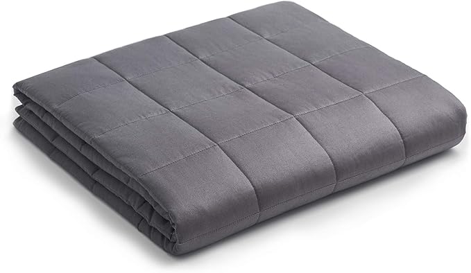 YnM Oeko-Tex Certified Premium 80 x 87 Inch 30 Pound 2 Person Cotton Calming Heavy Weighted Blanket with Duvet for Queen & King Beds, Dark Grey