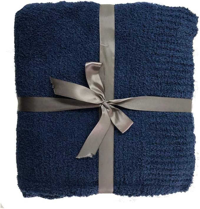 JOOJA Navy Blue Knit Throw Blanket Knitted Boucle Blankets Decorative Soft Fuzzy Throw Bed Blanket for Women Couch 50x60 Inches 50x60 Inches Navy Blue