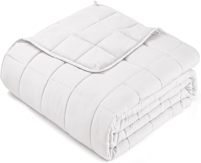 yescool Weighted Blanket for Adults (25 lbs, 88” x 104”, White) Cooling Heavy Blanket for Sleeping Perfect for 240-260 lbs, King Size Breathable Blanket with Premium Glass Bead