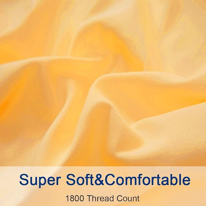 SONORO KATE Bed Sheet Set Super Soft Microfiber 1800 Thread Count Luxury Egyptian Sheets 16-Inch Deep Pocket,Wrinkle and Hypoallergenic-4 Piece (Yellow, King)