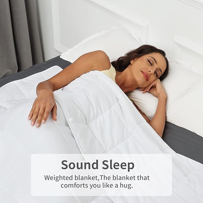 Weighted Blanket 12lbs Twin Size White 48"x72" Weighted Blankets for Adults Heavy Blanket are Comfortable and Cozy