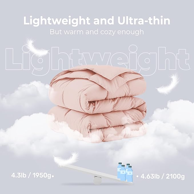 Soft Lightweight Down Blanket for Bed Sofa Couch Indoor and Outdoor Use, Warm and Fluffy Throw Blanket, Pink, King Size (108"X88")