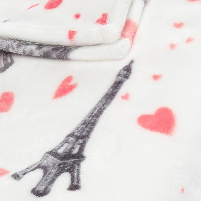 Betsey Johnson - Throw, Ultra-Soft Plush Blanket, Use for Couch, Bed, or Lounges, Dorm Essentials (Paris Love Pink, 50" x 70")