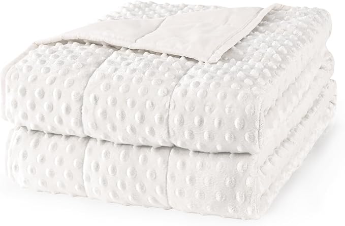 Mr. Sandman Weighted Blanket for Adults, Heavy Blanket for Woman,Man Sleeping/Calm, Soft and Cozy Weighted Throw Blankets, Machine Washable, 48 x 72in, 15 lbs, White