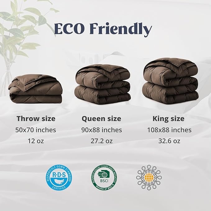 puredown®Lightweight Down Feather Comforter, Thin Down Fiber Bedding All Season Full/Queen Size Soft Cover Ultra Lightweight Down Fiber Duvet Insert (90" x 88")