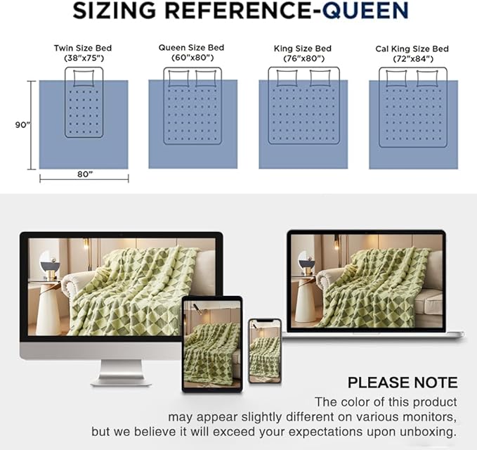 PU MEI Luxury Faux Fur Rabbit Fur Throw Blanket Sage Green 90"x80",Plush Reversible Sherpa Blankets,Queen Fuzzy Blanket Thick Throws for Bed,Washable Bedding Accent Blankets for Sofa Couch Chair