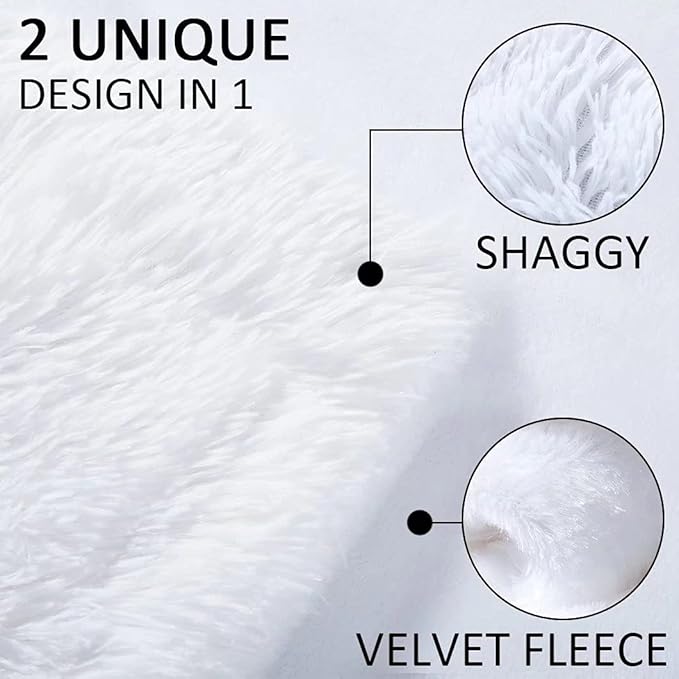 YUSOKI White King Faux Fur Blanket,2 Layers,90"x104",Without Pillows Big Soft Plush Fuzzy Large Warm Fluffy Blanket for Bed…