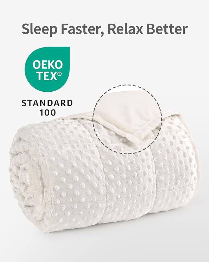 Mr. Sandman Weighted Blanket for Adults, Heavy Blanket for Woman,Man Sleeping/Calm, Soft and Cozy Weighted Throw Blankets, Machine Washable, 48 x 72in, 15 lbs, White