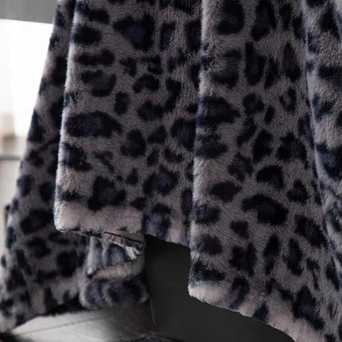 AMWAN Ultra Soft Fuzzy Faux Rabbit Fur Couch Cover for Sofa,Bed Shaggy Thick Warm Fluffy Sofa Slipcover for Dogs,Cats,Kids,Decorative Gray Cozy Furry Blanket, Blue-Grey,71x150’’
