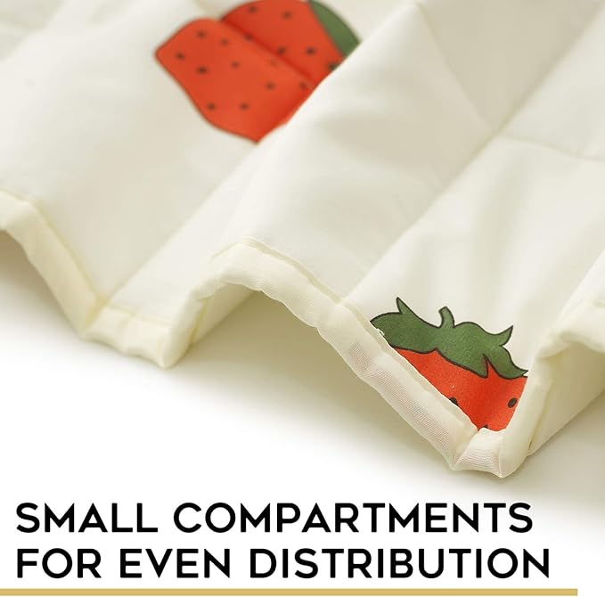 YnM Weighted Blanket, Oeko-Tex Certified Breathable Cotton Material with Premium Glass Beads (Strawberry, 41''x60'' 7lbs), Suit for One Person(~60lb) Use on Twin Bed