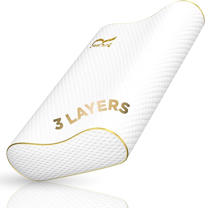 Royal Therapy Travel Memory Foam Pillow, Camping, Cervical for Pain, Contour Pillow, Shoulder Pain, Neck Pain Pillow