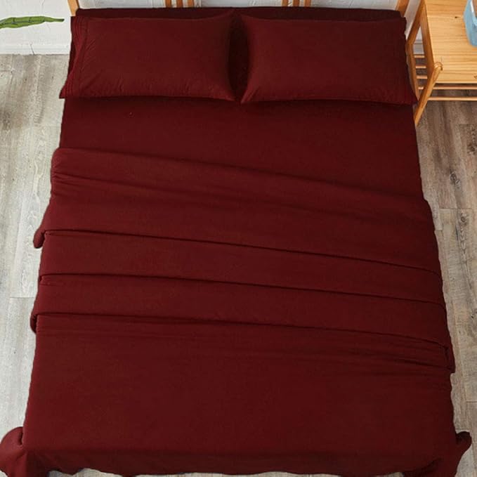 SONORO KATE Bed Sheet Set Super Soft Microfiber 1800 Thread Count Luxury Egyptian Sheets 16-Inch Deep Pocket,Wrinkle and Hypoallergenic-4 Piece (Burgundy, Full)