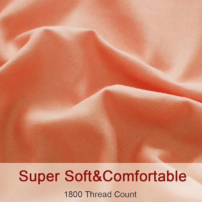 SONORO KATE Bed Sheet Set Super Soft Microfiber 1800 Thread Count Luxury Egyptian Sheets 16-Inch Deep Pocket,Wrinkle and Hypoallergenic-4 Piece (Coral, Full)