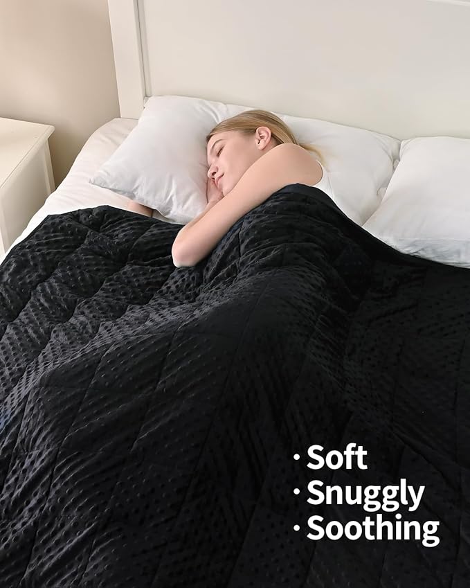 Mr. Sandman Weighted Blanket for Adults, Heavy Blanket for Woman,Man Sleeping/Calm, Soft and Cozy Weighted Throw Blankets, Machine Washable, 60 x 80in, 15 lbs, Black