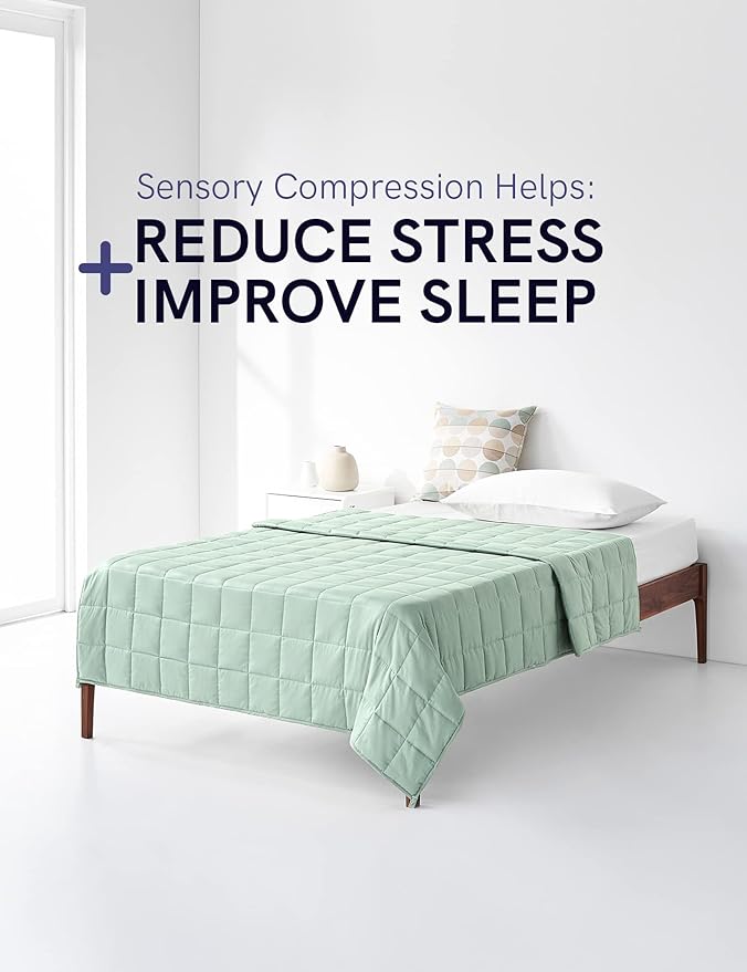 YnM Weighted Blanket,Heavy 100 Percent Oeko-Tex Certified Cotton Material, Bed Blanket for One Person of 190lbs, Ideal for Queen/King Bed (60x80 Inches, 20 Pounds, Sprout Green)