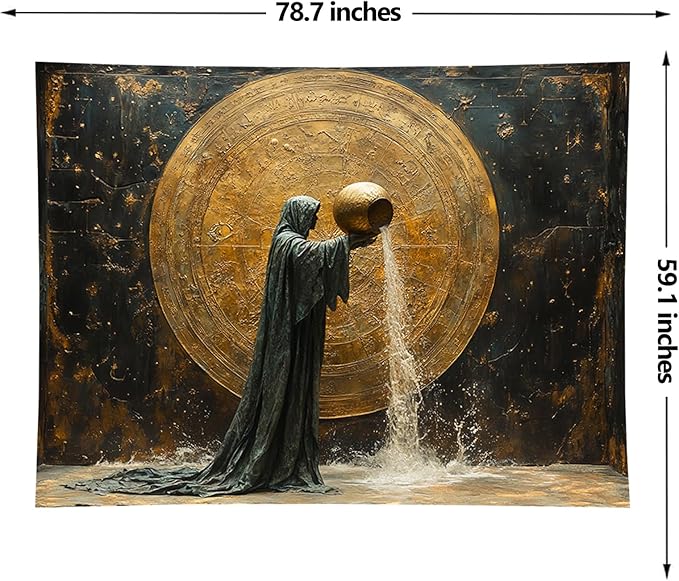 Liuzhouzai Vintage Zodiac Aquarius Tapestry Wall Hanging Astrology Home Decoration Aesthetics Suitable for Bedroom Living Room Dormitory Office Wall Decor 80x60 Inches