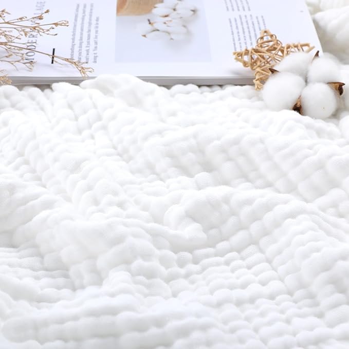 Yoofoss Muslin Blanket 100% Cotton Throw Large 50" x 60" for Bed Couch Summer Gauze Blanket for Adults Lightweight and Breathable White