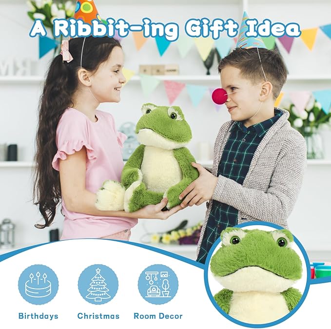 Muiteiur 17.7 Inch Plush Frog Stuffed Animal, Cute Frog Soft Toy with White Belly, Gift for Kids Girlfriend