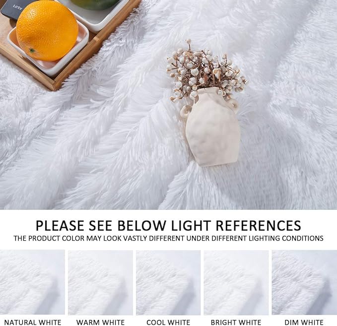 YUSOKI Twin Size Faux Fur Throw Blanket(White,60" x 80"),Whithout Pillows,Winter Lightweight Plush Fuzzy Soft Cozy Microfiber Comfy Bed Blanket for Women Kids Girls Couch Sofa Washable