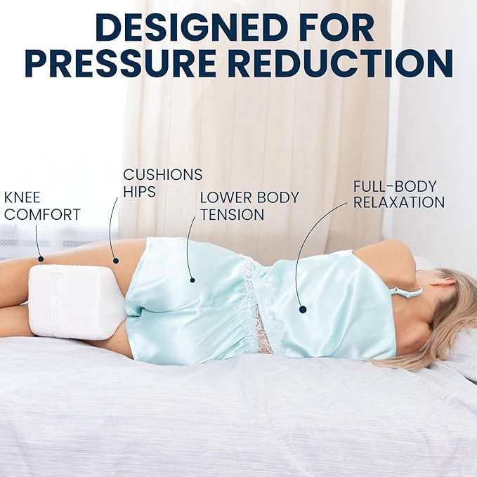Everlasting Comfort Memory Foam Leg & Knee Pillow for Side Sleepers - Sciatica Pain Relief Leg Pillow for Side Sleeping - Adjustable Strap
