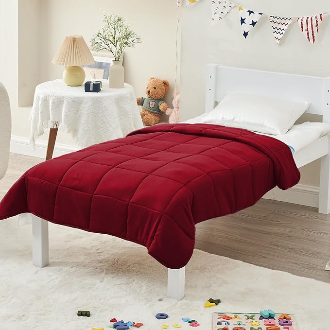 yescool Weighted Blanket (7 lbs, 41" x 60", Red) Cooling Heavy Blanket for Sleeping Perfect for 60-90 lbs, Breathable Blanket with Premium Glass Bead, Machine Washable