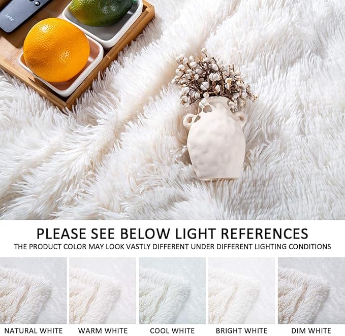 YUSOKI Twin Size Faux Fur Throw Blanket(Cream White,60" x 80"),Whithout Pillows,Winter Lightweight Plush Fuzzy Soft Cozy Microfiber Comfy Bed Blanket for Women Kids Girls Couch Sofa Washable