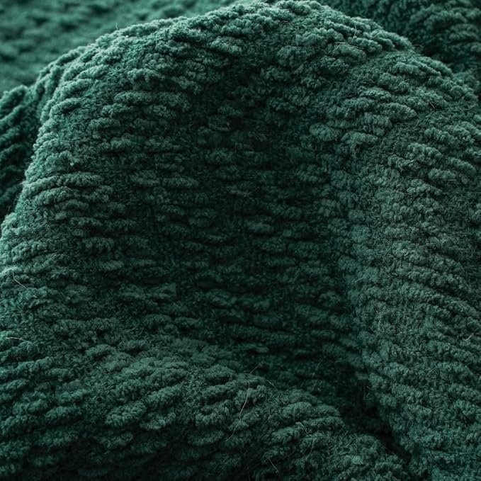 BATTILO HOME Forest Green Throw Blanket Couch,Knit Christmas Throw Blanket Versatile Chair,Super Soft Warm Christmas Decor Throw Tassels Bed,Sofa and Living Room,50'' x 60''
