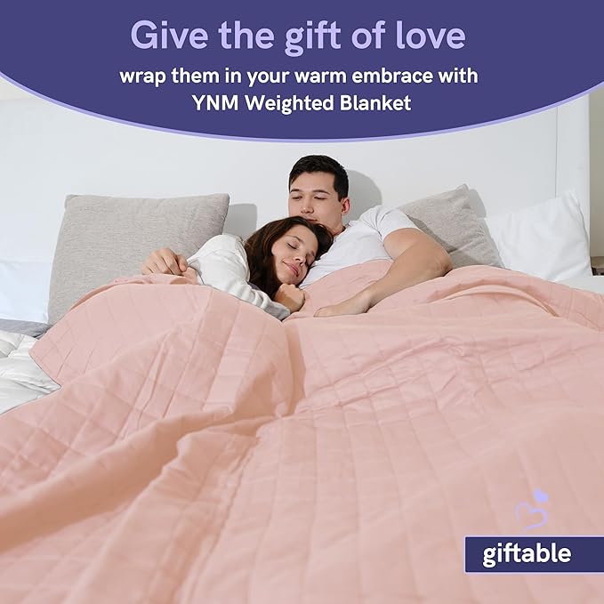 YnM Exclusive Cooling Weighted Blanket, Smallest Compartments with Glass Beads, Cooling Nylon/PE (Hushed Violet, 88"x104" 30lbs), Two Persons 140~240lbs Sharing Use on Queen/King Bed