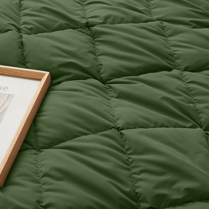 Soft Lightweight Down Blanket for Bed Sofa Couch Indoor and Outdoor Use, Warm and Fluffy Throw Blanket, Olive, King Size (108"X88")