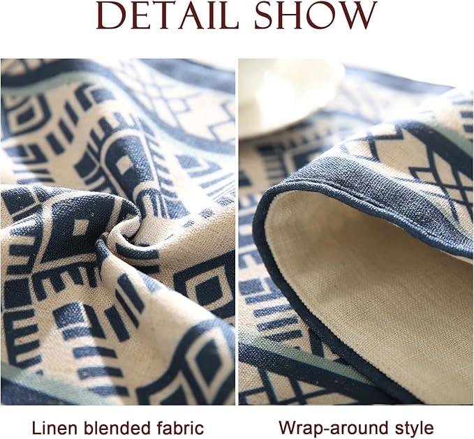 Chinoiserie Small Blue Stripe Cloth Runner for Table,Decorative Linen 63 Inches Long Table Runners,Decor Tabletop for Kitchen,Dining,Party,Home,Christmas,12"*63"