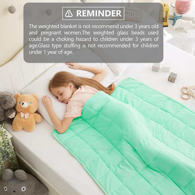L'AGRATY Weighted Blanket - 40"x60" 7lbs Cooling Breathable Microfiber Material with Glass Beads Small Blanket for All-Season Summer Fall Winter Soft Thick