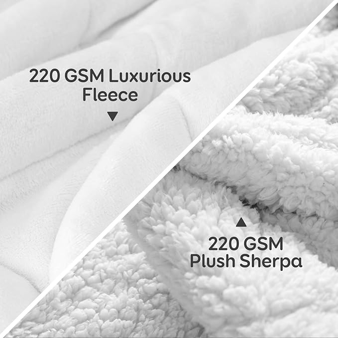 Weighted Blanket 20lbs, Flannel Cozy Plush Blankets, Fuzzy Flannel Bedding Blanket Throw for Twin Full Bed, Minky Soft Blanket for Sofa Bed 60 x 80 inches, White