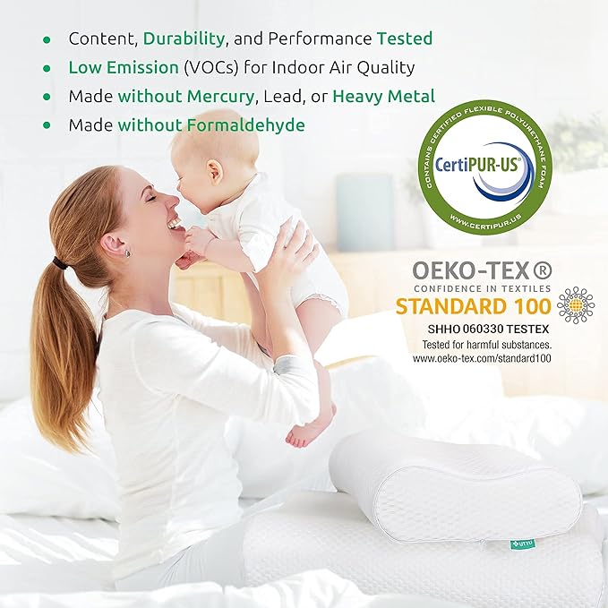UTTU Cervical Pillow for Neck Strain Relief, Memory Foam Neck Pillow for Sleeping, Adjustable Orthopedic Sandwich Pillow, Contour Cooling for Side Back Stomach Sleeper, Queen(23.6"×14"×4.7"/3.9")
