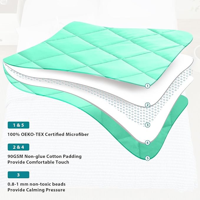 L'AGRATY Weighted Blanket - 48"x72" 15lbs Cooling Breathable Heavy Blanket Microfiber Material with Glass Beads for Adult All-Season Summer Fall Winter Soft Thick Comfort