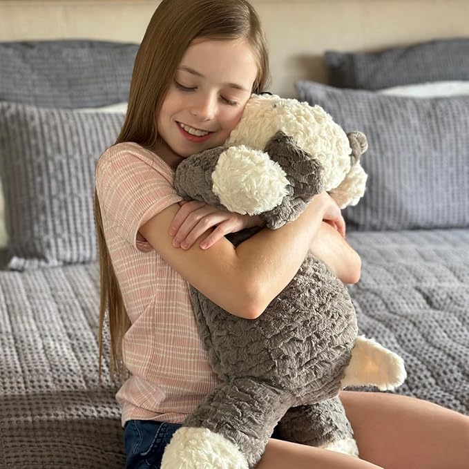MaoGoLan 4lbs Weighted Dog Stuffed Animal for Anxiety Adults Kids Hugging Pillow, Microwavable Plush Stuffed Animal with Removable Heating/Cooling Pad, 24 inch
