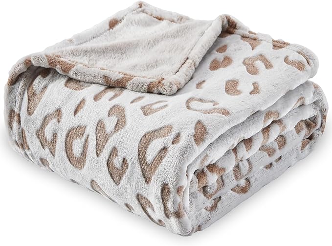 SOCHOW Flannel Fleece Cheetah Print Throw Blanket for Women, Lightweight Super Soft Cozy Plush Blanket, 50 x 60 Inches Brown Leopard
