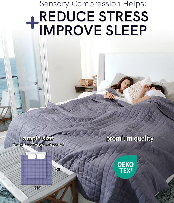 YnM King Size Weighted Blanket for Adults (88x104 Inches, 25 Pounds, Dark Grey), Smallest Compartments with Cooling Glass Beads,Heavy Bed Blanket for Two Persons of 110~190lbs on Queen or King Bed