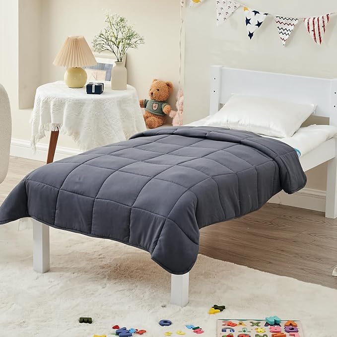 yescool Weighted Blanket (5 lbs, 36" x 48", Grey) Cooling Heavy Blanket for Sleeping Perfect for 40-60 lbs, Breathable Blanket with Premium Glass Bead, Machine Washable