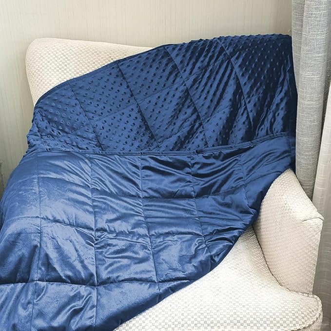 ALANSMA Reversible Weighted Blanket for All Season, Luxury Velvet, Warm and Cool, Adult 10Lb Weighted Blanket, Enjoy Sleeping Anywhere(Blue, 48''x72''10lbs)