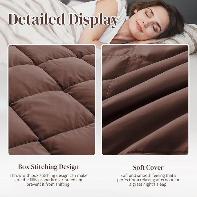 Down Throw Blankets for Couch 50x70 Down Blanket for Indoor and Outdoor Throw Blanket use Soft Lightweight Throw Blanket Chocolate