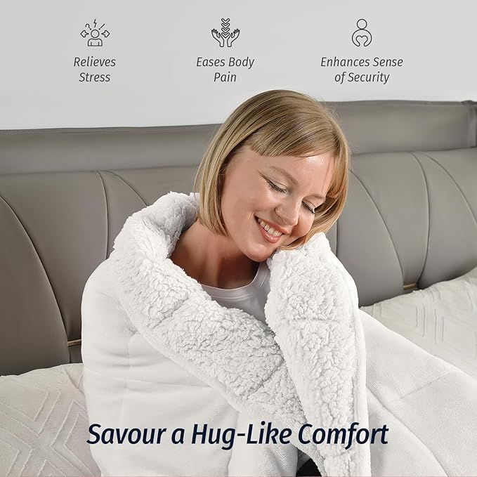 Wemore Sherpa Fleece Weighted Blanket for Adult,20 lbs Dual Sided Cozy Fluffy Heavy Blanket,Ultra Fuzzy Throw Blanket with Soft Plush Flannel Top,60 x 80 inches White on Both Sides