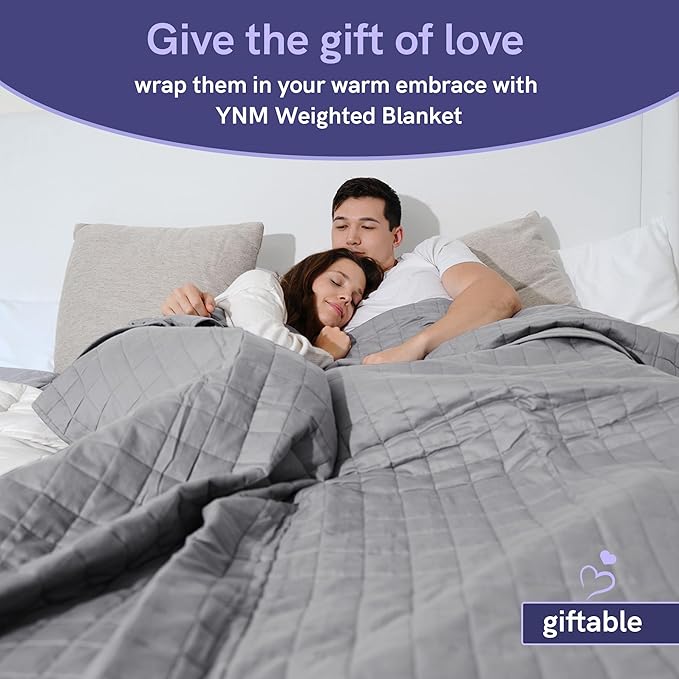 YnM Exclusive Cooling Weighted Blanket — Smallest Compartments Cooling Nylon/PE with Premium Glass Beads (Grey Quill, 88"x104" 25lbs) Suit for Two Persons of 110~190lbs, Use on Queen or King Bed