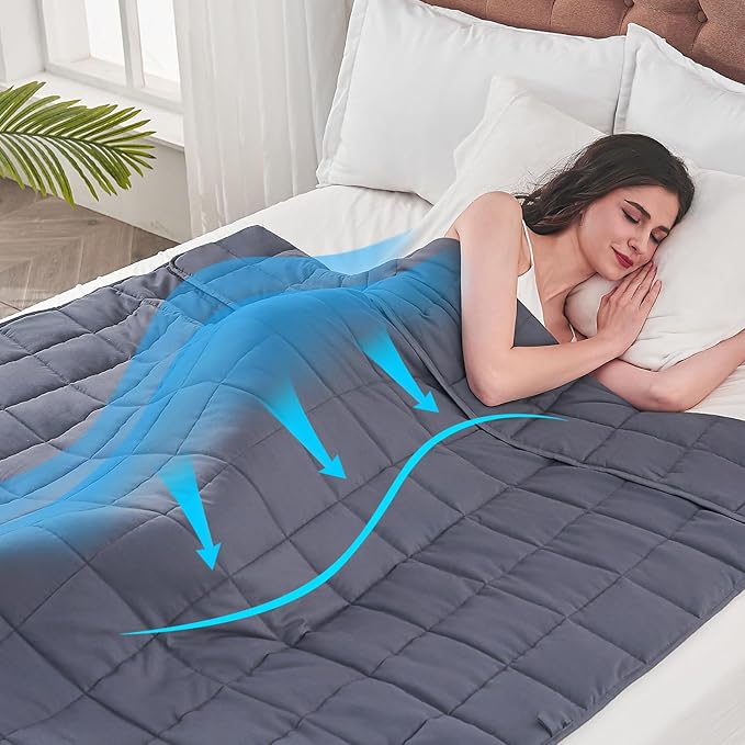yescool Weighted Blanket for Adults (30 lbs, 88” x 104”, Grey) Cooling Heavy Blanket for Sleeping Perfect for 290-310 lbs, King Size Breathable Blanket with Premium Glass Bead