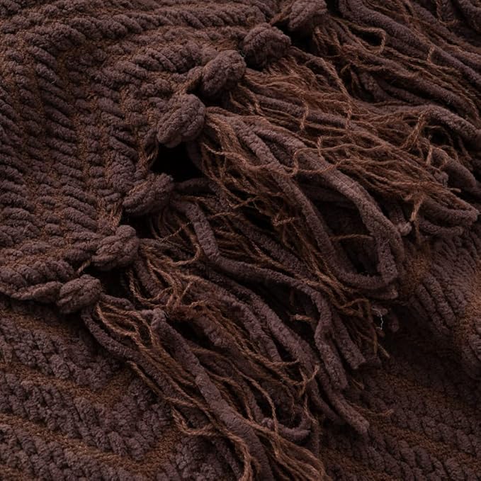 BATTILO HOME Dark Brown Throw Blanket for Couch, Knitted Brown Throw 50'' x 60'', Super Soft Cozy Warm Chocolate Throw for Living Room Chair Couch Bed Sofa Bedroom Home Decor