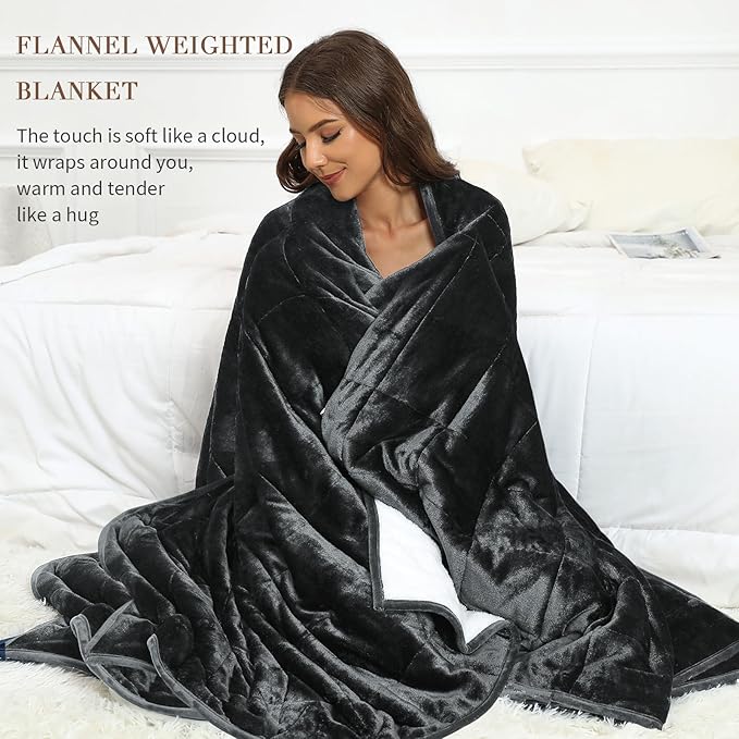 Alomidds Weighted Blanket Queen Size 15lbs 60x80 inches,Soft Plush Fleece Throw Weighted Blankets with Cozy Snuggle Warm Sherpa,Ultra Fuzzy Heavy Blanket Microfiberfor Sofa Bed, Dark Grey