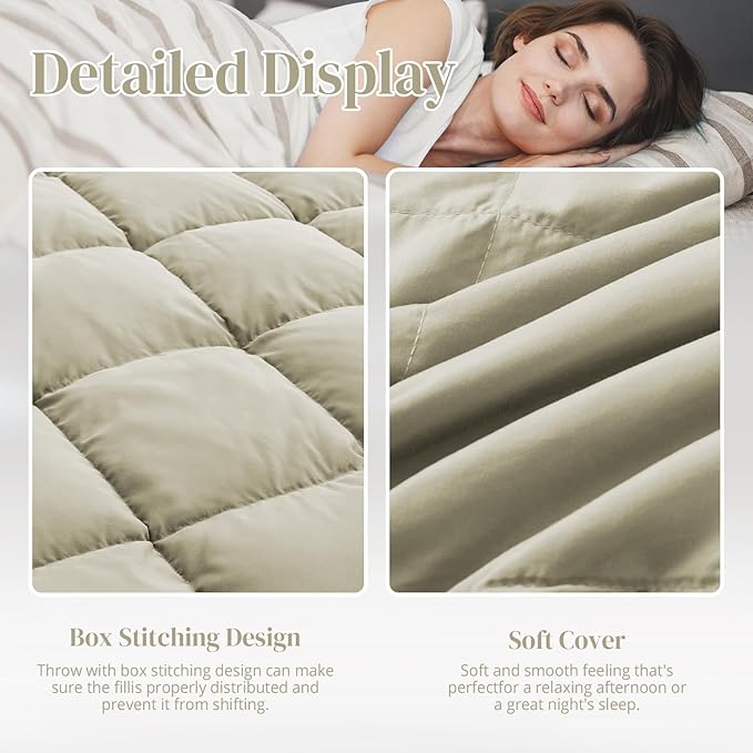 Down Throw Blankets for Couch 50x70 Down Blanket for Indoor and Outdoor Throw Blanket use Soft Lightweight Throw Blanket Sand
