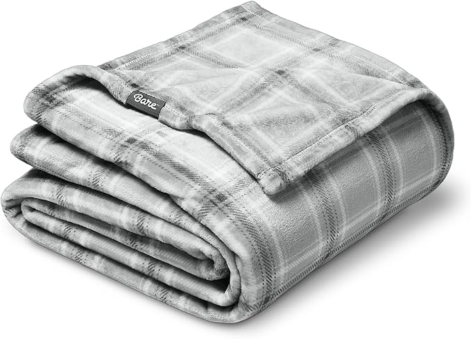 Bare Home Fleece Microplush Blanket - Lightweight Throw for Bed, Sofa, Couch, Movie Night, Camping, Gifts, and Travel - Ultra Soft Warm Blanket (Throw/Travel, Tartan Plaid)