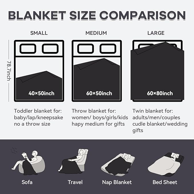 Chunky Knit Blanket - Luxury Soft Cozy Queen Size(50 * 60) Throw Blanket,100% Woven Blanket Rope Knot Throw Blanket for Couch, Sofa, Home Decor, Gift - Machine Washable(Black)