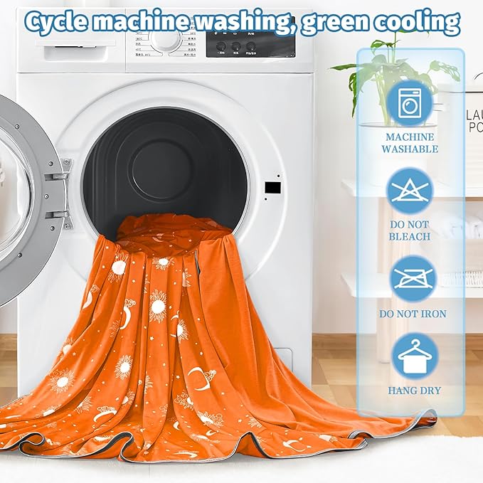 inhand Cooling Blanket Queen Size (90"x90") - Cooled Blankets for Hot Sleepers Lightweight Breathable Summer Blanket for Sleeping Night Sweats to Keep Cool in The Heat -Flame Orange