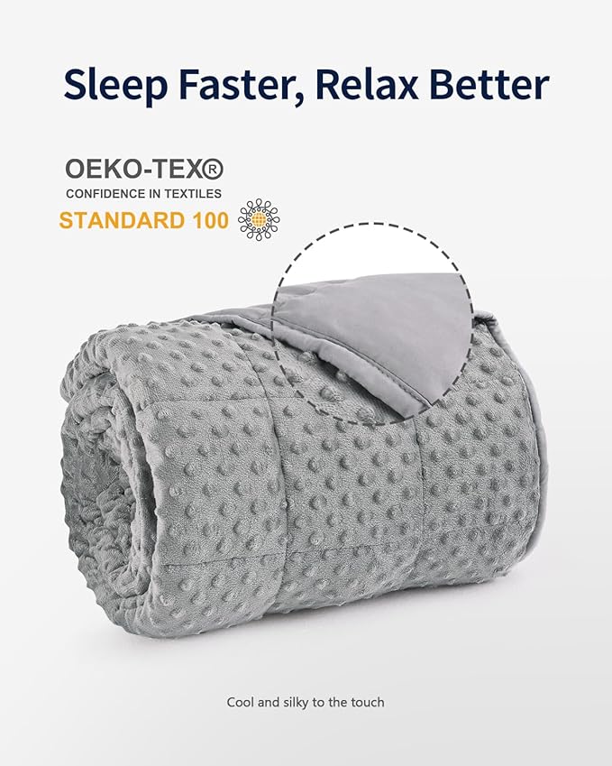 Mr. Sandman Weighted Blanket for Adults Queen, Minky Dots Heavy Blanket for Woman,Man Sleeping/Calm, Soft, Cozy and Cooling Weighted Throw Blankets, Machine Washable, 80 x 87in, 20 Pounds, Grey